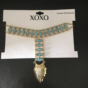 Turquoise & Gold Drop Choker
